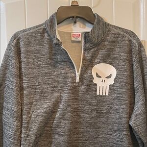 Marvel Heather Gray Skull Pullover
